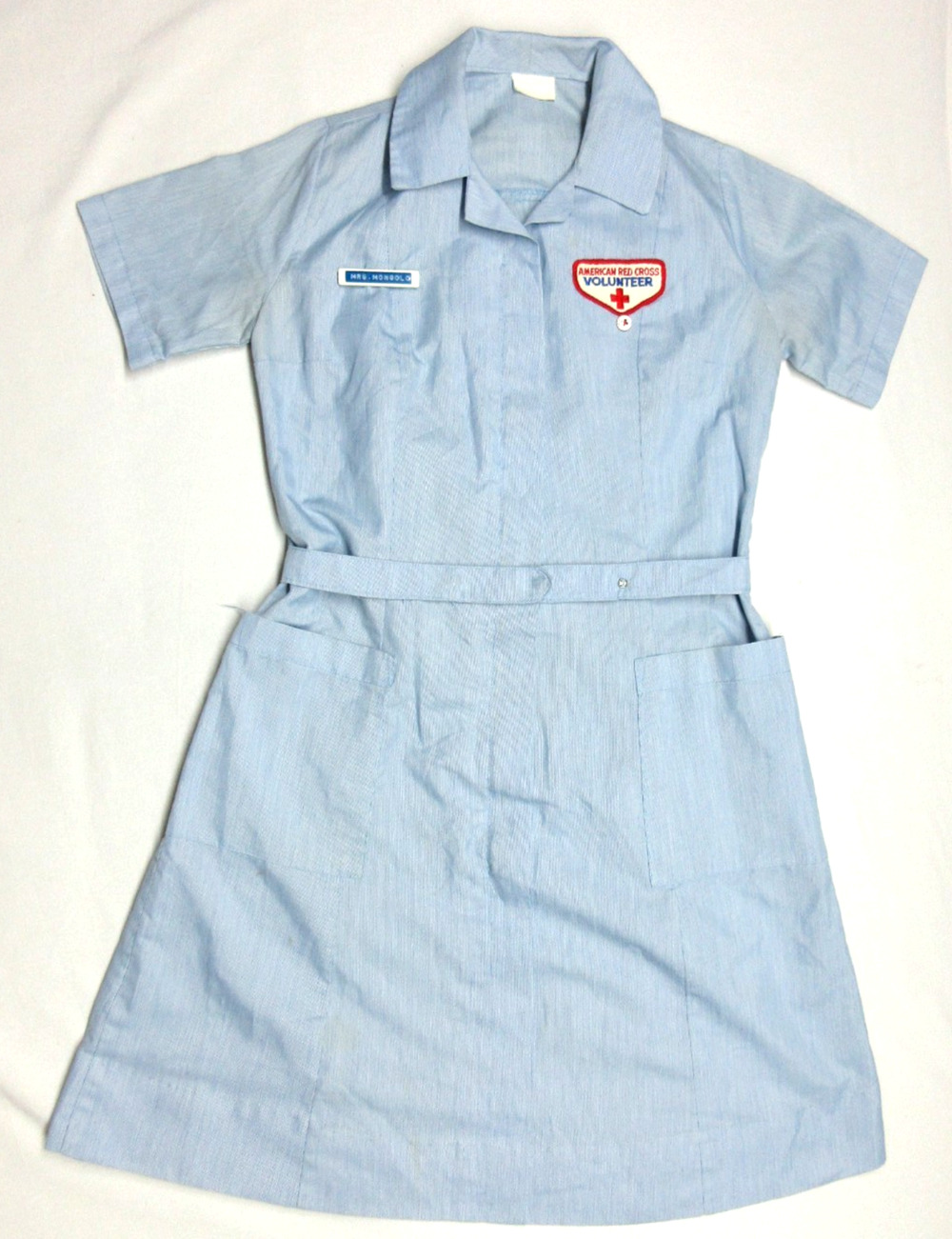 Vintage American Red Cross Volunteer Nurse Original Uniform Blue Dress - Size 12